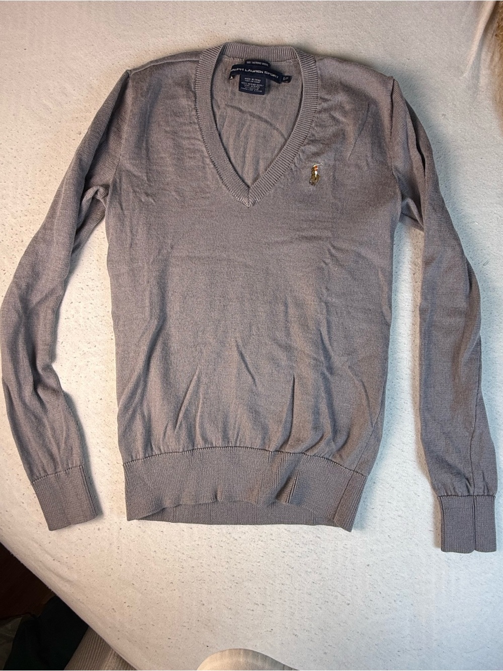 Ralph Lauren Women's V-Neck Sweater in Light Taupe